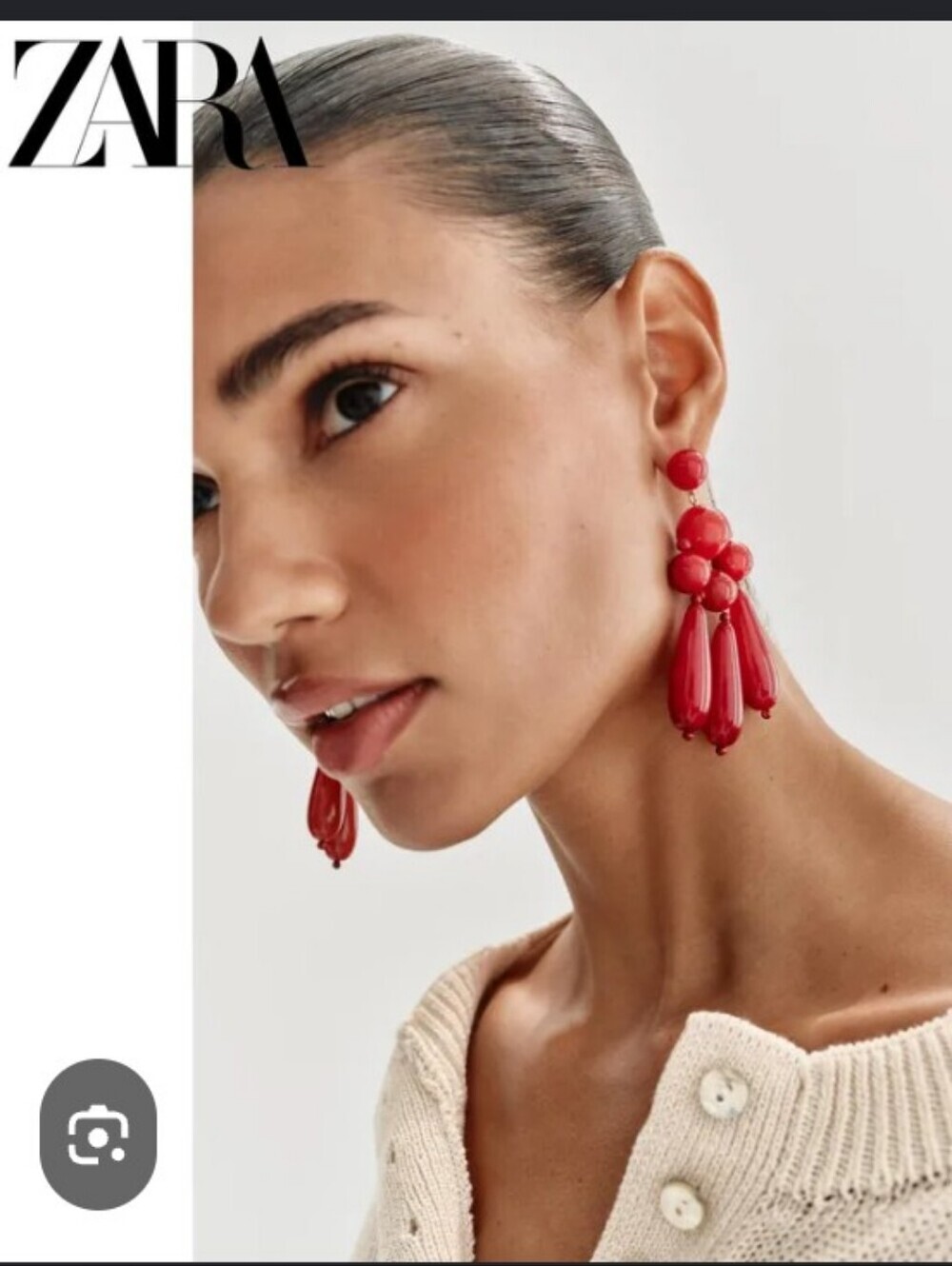 ZARA Red Cluster Drop Bead Earrings